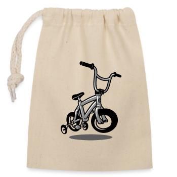 Kids BMX Bike - Closable cotton gift bag (14x20cm) - nature - Front