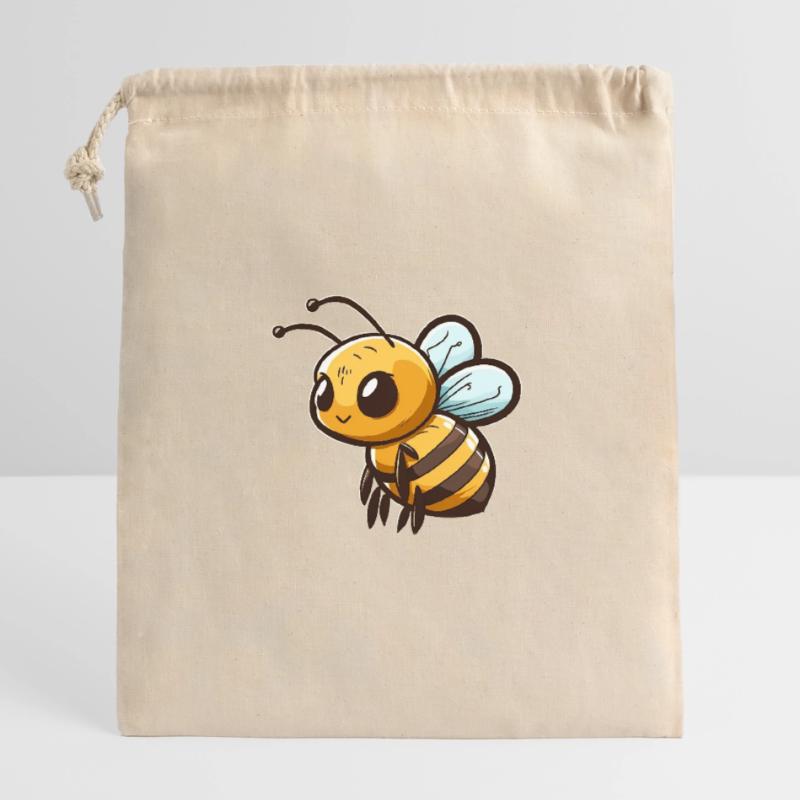 Cute Comic Bee Closable cotton gift bag (14x20cm)