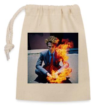 Burning Man 01 - Closable cotton gift bag (14x20cm) - nature - Front
