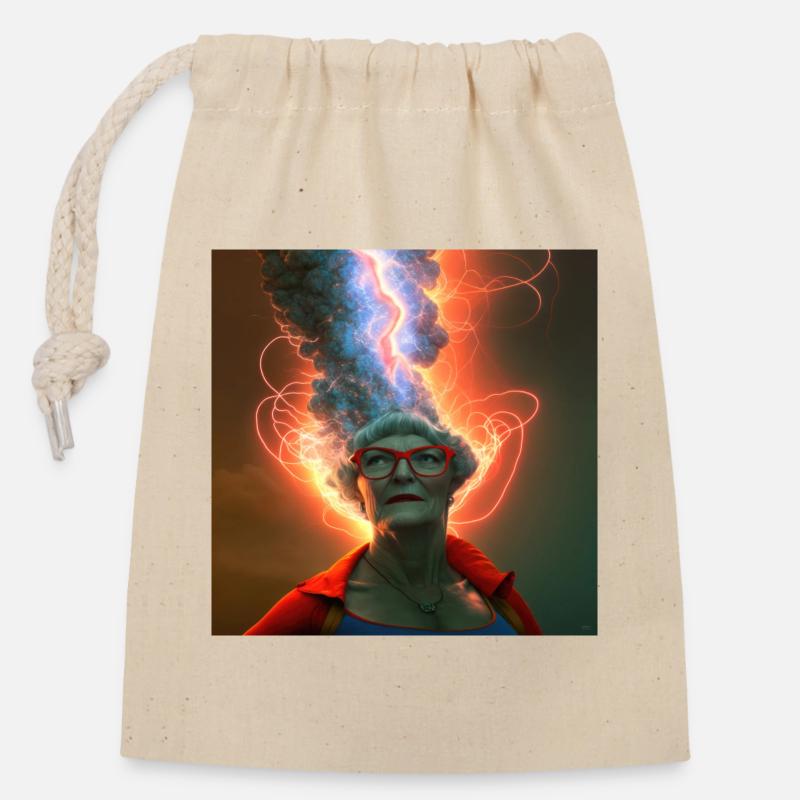 Portrait elektrik 10 - Sac cadeau en coton avec cordon (14 x 20 cm) - nature
