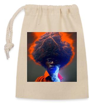 elektrik portrait - Afro Lightning and Lightning - Closable cotton gift bag (14x20cm) - nature - Front