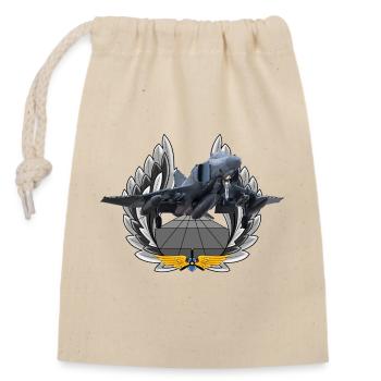 F-4 - Closable cotton gift bag (14x20cm) - nature - Front
