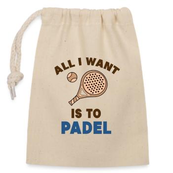 Padel Trainer Ball Racket Padel Game Statement - Closable cotton gift bag (14x20cm) - nature - Front