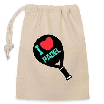 Herz Spieler Racket Ich Liebe Padel Statement - Verschließbarer Geschenkbeutel aus Baumwolle (14x20cm) - Natur - Vorne