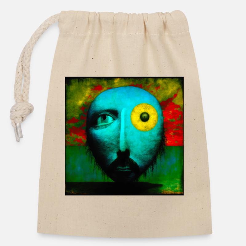 Surréaliste 03 - Sac cadeau en coton avec cordon (14 x 20 cm) - nature