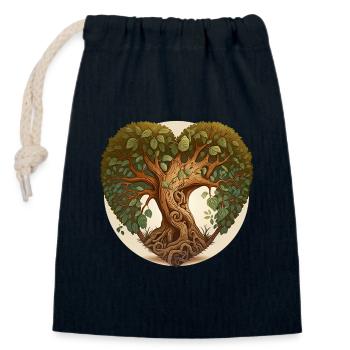 Tree in a heart shape, heart tree with background - Closable cotton gift bag (14x20cm) - navy - Front