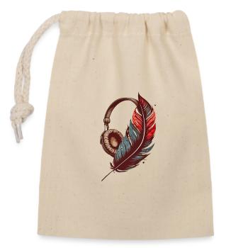 Conception de casque ancien avec stylo, mélomanes - Sac cadeau en coton avec cordon (14 x 20 cm) - nature - Devant