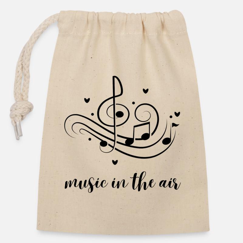 music in the air - Closable cotton gift bag (14x20cm) - nature