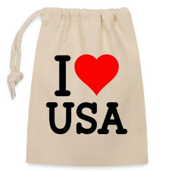 i love usa - Sac cadeau en coton avec cordon (14 x 20 cm) - nature - Devant