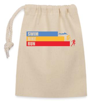 Triathlon, Natation, Cyclisme, Course à pied, Sports - Sac cadeau en coton avec cordon (14 x 20 cm) - nature - Devant