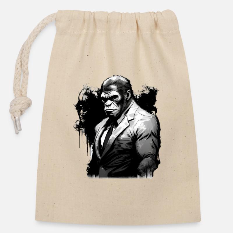 Gentelman - Sac cadeau en coton avec cordon (14 x 20 cm) - nature