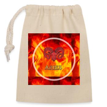 aries - Closable cotton gift bag (14x20cm) - nature - Front