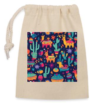 Joyeux Cinco de Mayo Lama Pinata mexicain - Sac cadeau en coton avec cordon (14 x 20 cm) - nature - Devant