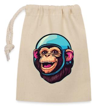 Singe de l’espace - Sac cadeau en coton avec cordon (14 x 20 cm) - nature - Devant