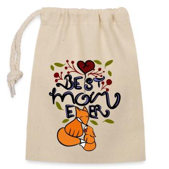 Câlins de Renards et Amour - Sac cadeau en coton avec cordon (14 x 20 cm) - nature - Devant