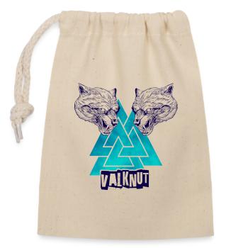 Valknut - symbole nordique Viking et tête animal - Sac cadeau en coton avec cordon (14 x 20 cm) - nature - Devant