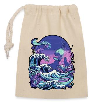 Tsunami-Welle japanische Kunst, niedrige Farbpalette - Verschließbarer Geschenkbeutel aus Baumwolle (14x20cm) - Natur - Vorne