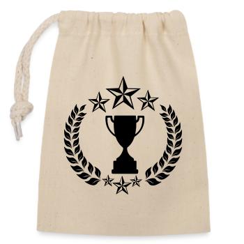 Laurel wreath with cup and stars - Closable cotton gift bag (14x20cm) - nature - Front
