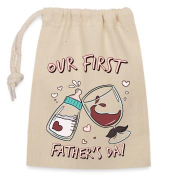 Our first father´s day - Verschließbarer Geschenkbeutel aus Baumwolle (14x20cm) - Natur - Vorne