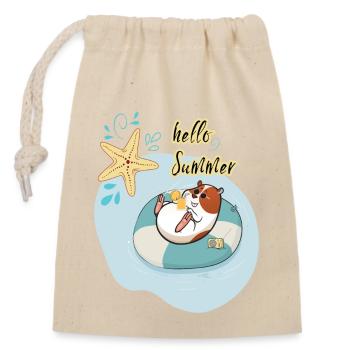 Nager Meerschwein Relaxing Hello Summer - Verschließbarer Geschenkbeutel aus Baumwolle (14x20cm) - Natur - Vorne