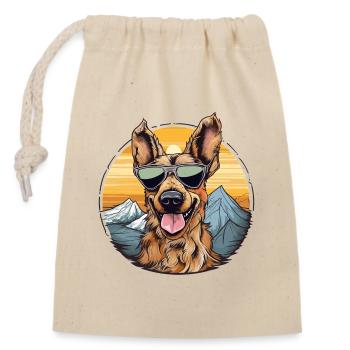 Cool dog with sunglasses - Closable cotton gift bag (14x20cm) - nature - Front
