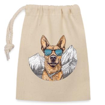 Cool German Shepherd with Sunglasses - Closable cotton gift bag (14x20cm) - nature - Front