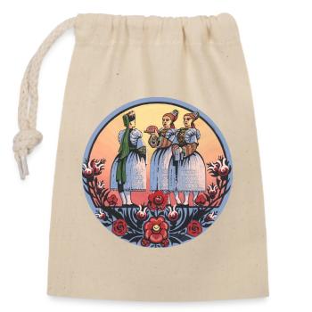 Folklore sorbe – Pain et costumes traditionnels - Sac cadeau en coton avec cordon (14 x 20 cm) - nature - Devant