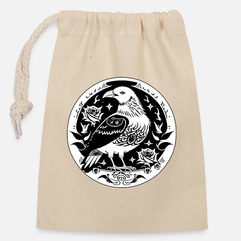 Corneille gothique - Sac cadeau en coton avec cordon (14 x 20 cm) - nature