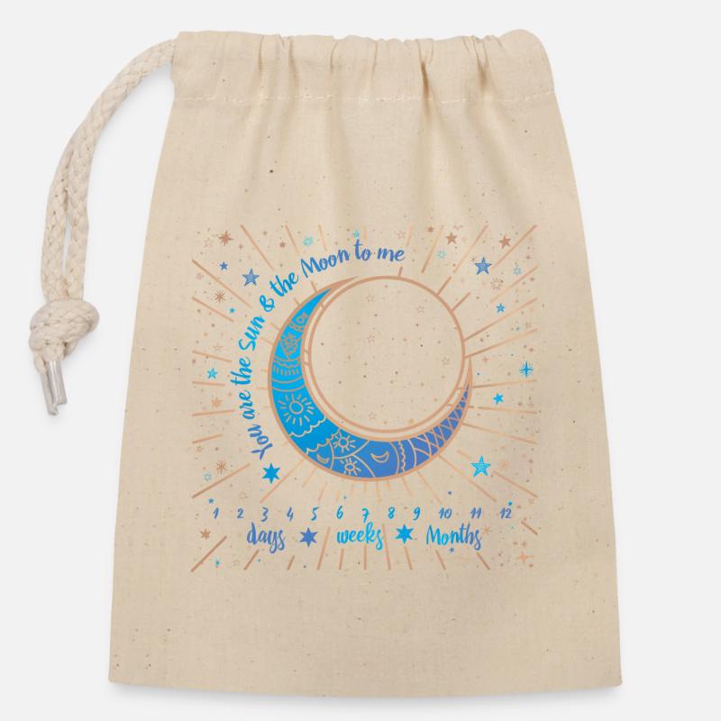 Lune bleue ornée et éclats stellaires - Closable cotton gift bag (14x20cm) - nature