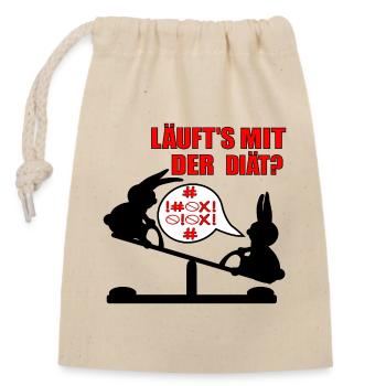 ABNEHMEN LUSTIG - DIÄT SPRÜCHE HUMOR - FEINGEFÜHL - Verschließbarer Geschenkbeutel aus Baumwolle (14x20cm) - Natur - Vorne