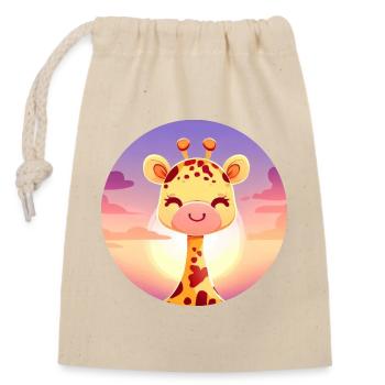 Cute sleeping giraffe in sunset - Closable cotton gift bag (14x20cm) - nature - Front