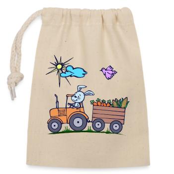 Tractor Farmer Field Vehicle Agricultural Machinery - Closable cotton gift bag (14x20cm) - nature - Front