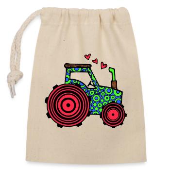 Fahrzeug Herz Traktor Nutzfahrzeug Kraftfahrzeug - Verschließbarer Geschenkbeutel aus Baumwolle (14x20cm) - Natur - Vorne