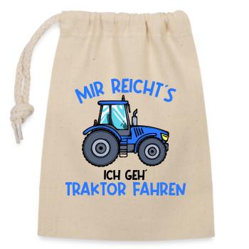 Traktor Statement Nutzfahrzeug Landleben Ackerbau - Verschließbarer Geschenkbeutel aus Baumwolle (14x20cm) - Natur - Vorne