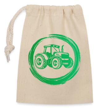 Traktor Fahrzeug Nutzfahrzeug Landleben Ackerbau - Verschließbarer Geschenkbeutel aus Baumwolle (14x20cm) - Natur - Vorne