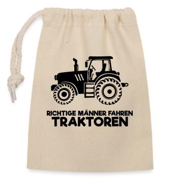 Traktor Statement Nutzfahrzeug Fahrzeug Biobauer - Verschließbarer Geschenkbeutel aus Baumwolle (14x20cm) - Natur - Vorne