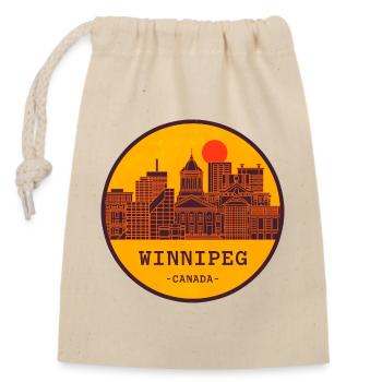 Winnipeg Skyline Kreisemblem - Verschließbarer Geschenkbeutel aus Baumwolle (14x20cm) - Natur - Vorne