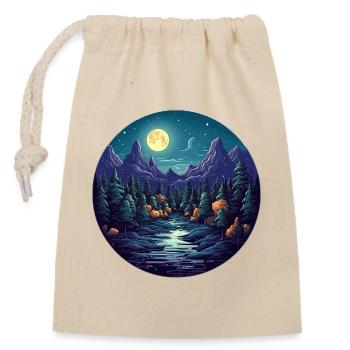Surreal forest scenery at night - Closable cotton gift bag (14x20cm) - nature - Front