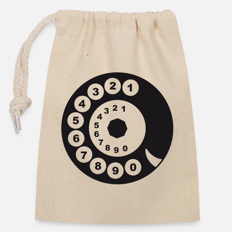 Ancienne numérotation téléphonique - Sac cadeau en coton avec cordon (14 x 20 cm) - nature