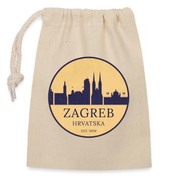 Zagreb, Croatia - Skyline Badge - Closable cotton gift bag (14x20cm) - nature - Front