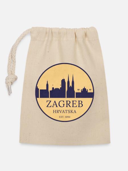 Zagreb Kroatien - Skyline Badge - Verschließbarer Geschenkbeutel aus Baumwolle (14x20cm) - Natur