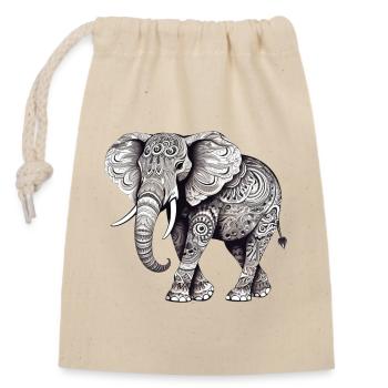 Ornamental elephant - Closable cotton gift bag (14x20cm) - nature - Front