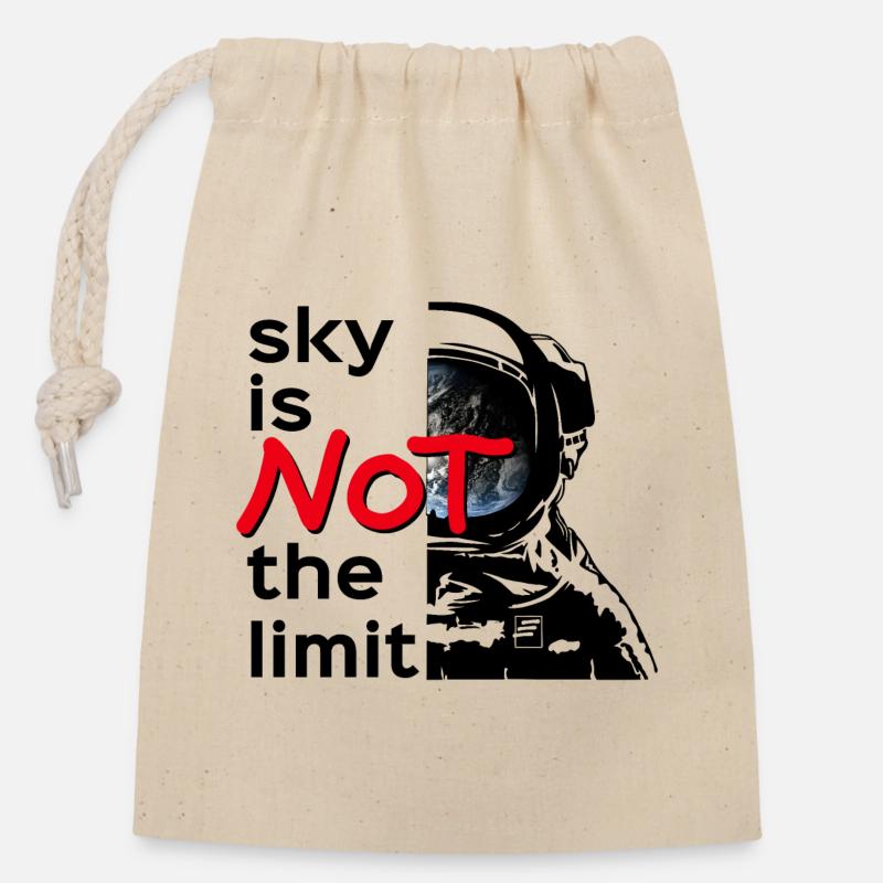 sky is Not the limit black - Verschließbarer Geschenkbeutel aus Baumwolle (14x20cm) - Natur