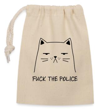 Fuck the Police lustige Katze gegen das System - Verschließbarer Geschenkbeutel aus Baumwolle (14x20cm) - Natur - Vorne