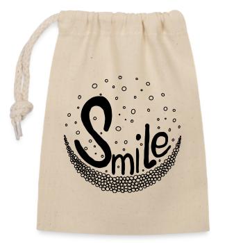 Smile - Verschließbarer Geschenkbeutel aus Baumwolle (14x20cm) - Natur - Vorne