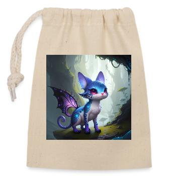 Chat extraterrestre avec des ailes, Fantastique - Sac cadeau en coton avec cordon (14 x 20 cm) - nature - Devant