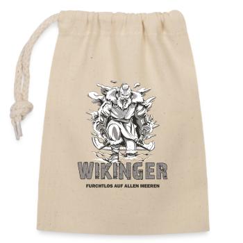 Wikinger Design - Verschließbarer Geschenkbeutel aus Baumwolle (14x20cm) - Natur - Vorne