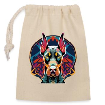 Doberman - Sac cadeau en coton avec cordon (14 x 20 cm) - nature - Devant