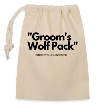Groom´s Wolf Pack Junggesellenabschied - Verschließbarer Geschenkbeutel aus Baumwolle (14x20cm) - Natur - Vorne