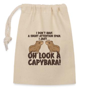 Capybara Zootier Design - Verschließbarer Geschenkbeutel aus Baumwolle (14x20cm) - Natur - Vorne